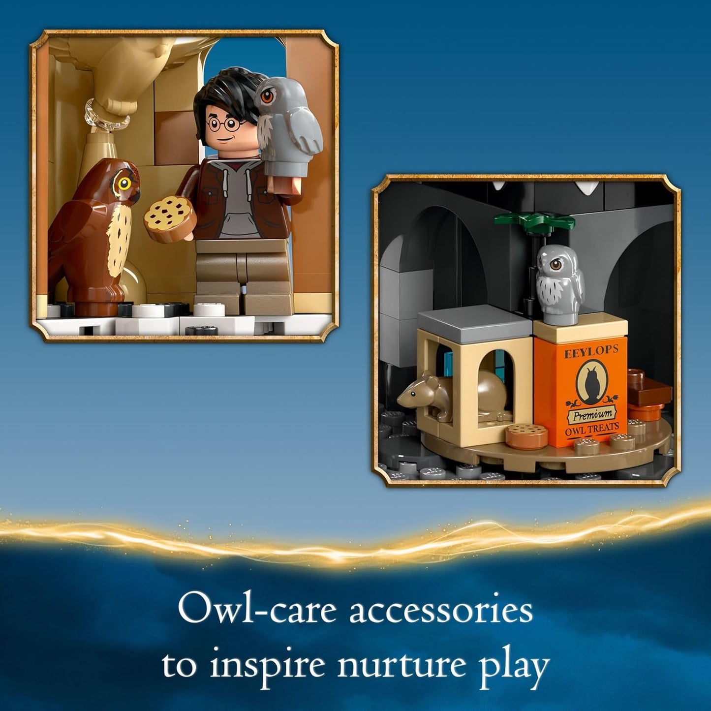 LEGO Harry Potter Castillo de Hogwarts con leonera, juguete de fantasía del mundo mágico para niñas y niños, juego de construcción del castillo de Harry Potter con 3 personajes, idea de regalo de