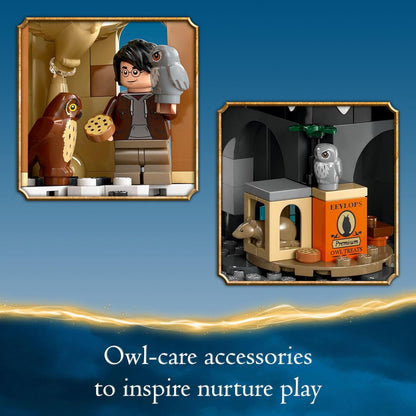 LEGO Harry Potter Castillo de Hogwarts con leonera, juguete de fantasía del mundo mágico para niñas y niños, juego de construcción del castillo de Harry Potter con 3 personajes, idea de regalo de