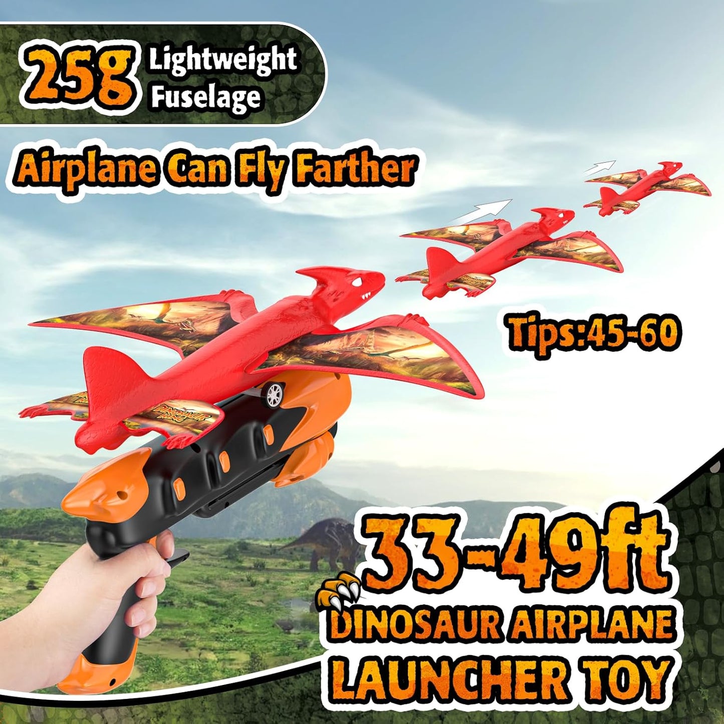 Aiencsai Paquete de 3 juguetes de lanzamiento de aviones de dinosau...