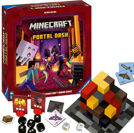 Ravensburger Minecraft: Portal Dash - Juego de mesa familiar atractivo para niños y adultos | Jugabilidad llena de aventuras | Regalo ideal para entusiastas de Minecraft | Adecuado para edades de 10