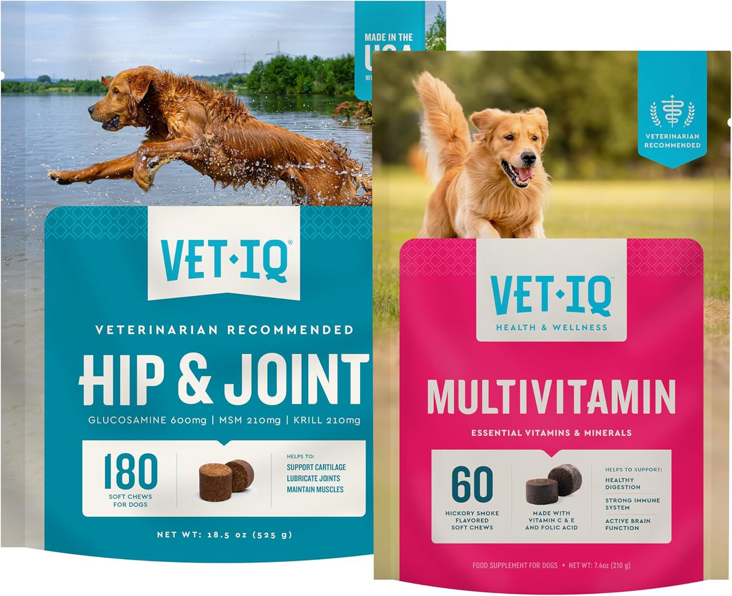 VetIQ Suplemento de glucosamina para cadera y articulaciones para p...