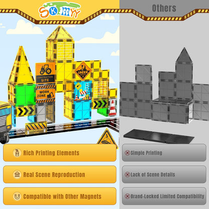 SKTMYY Azulejos magnéticos para niños, juguetes de construcción con...