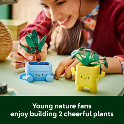 LEGO Botanicals Happy Plants - Juguete de construcción para niños, niñas y niños de 9 años en adelante, decoración de sala de juegos para escritorio o estante, regalo para cesta de Pascua, planta artificial de interior para jugar y exhibir - 10349