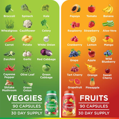 Superfood 180 Cápsulas de Frutas y 180 Cápsulas de Verduras - Super...