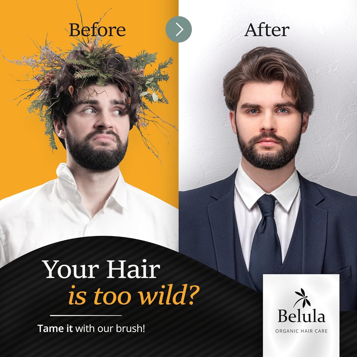 Belula Set de aseo de cabello para hombres: cepillo de cerdas de jabalí, cepillo de alfiler de nailon, peine de madera y bolsa de viaje para peinar