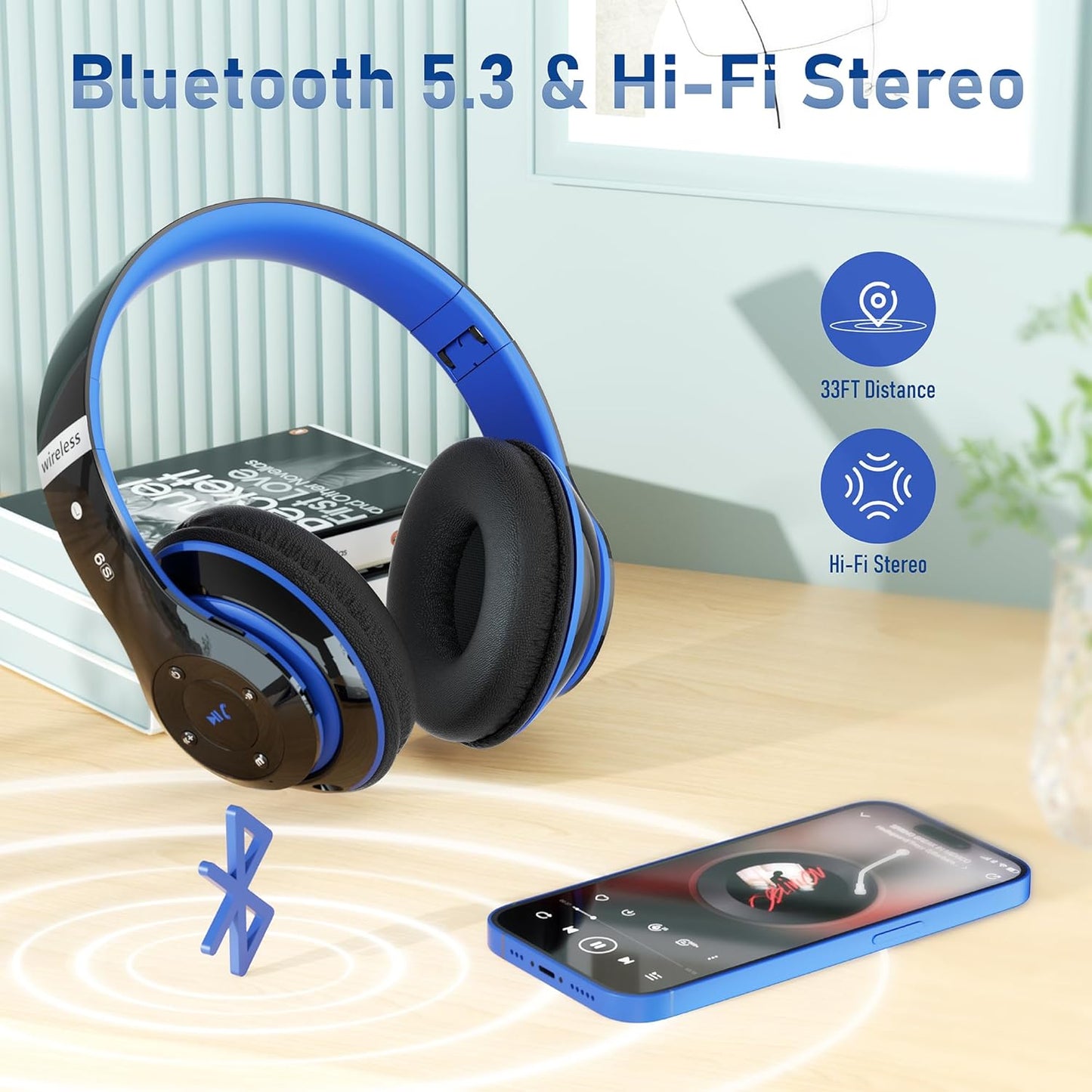 Falebare Auriculares Bluetooth sobre la oreja, auriculares inalámbr...