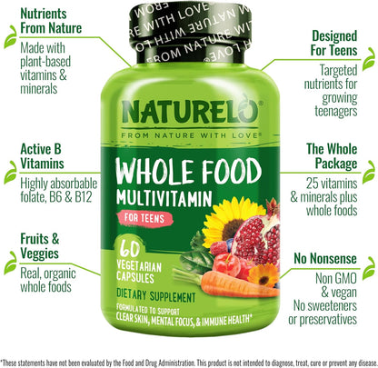 NATURELO Multivitaminas para Adolescentes Niñas\/Niños, 60 Cápsulas...