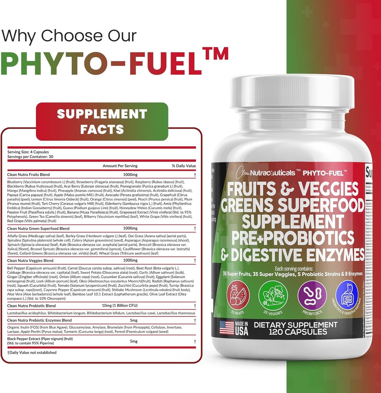 Clean Nutraceuticals Suplemento de frutas y verduras Superalimento...