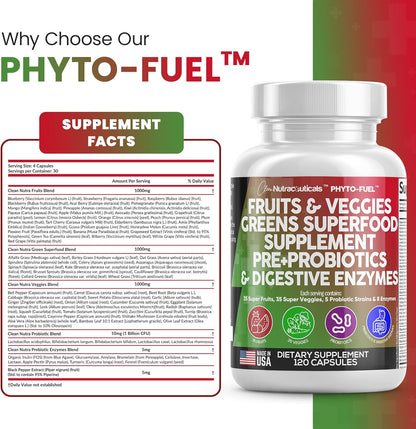 Clean Nutraceuticals Suplemento de frutas y verduras Superalimento...