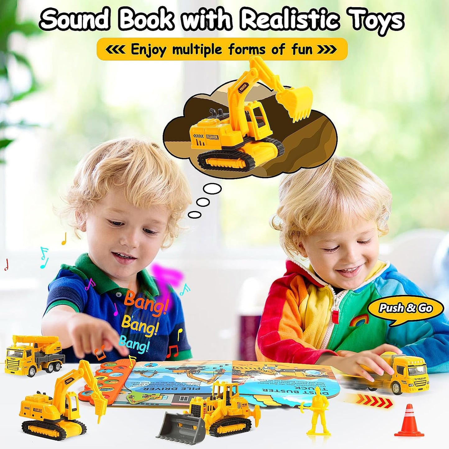 iGRATENS Juguetes de Construcción con Libros de Sonido - ¡Excava! ¡...