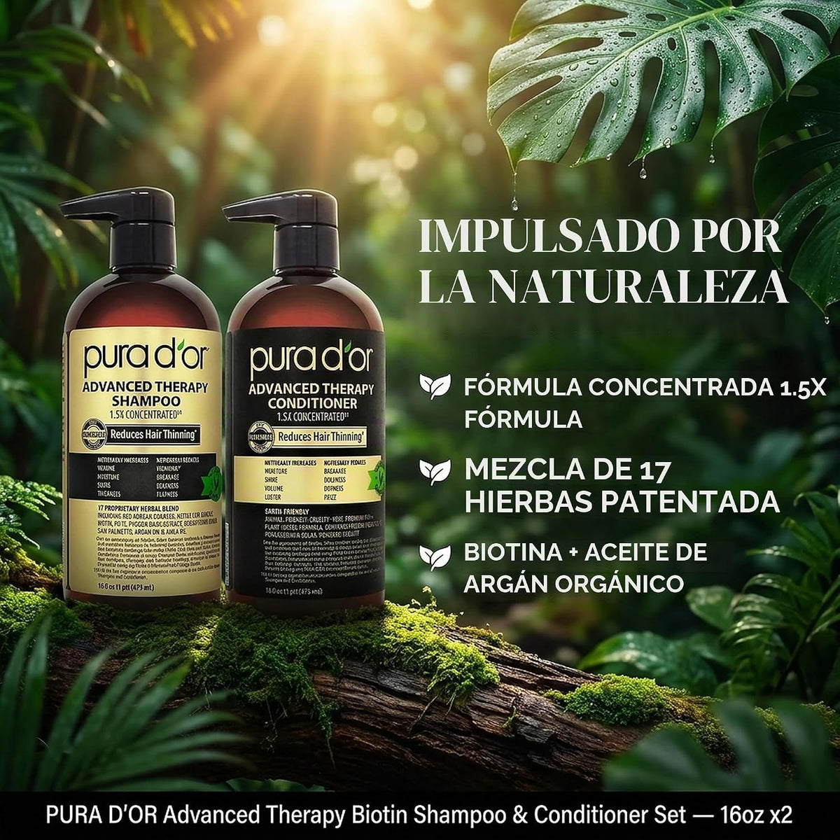 PURA D'OR Advanced Therapy Champú y Acondicionador de Biotina S...