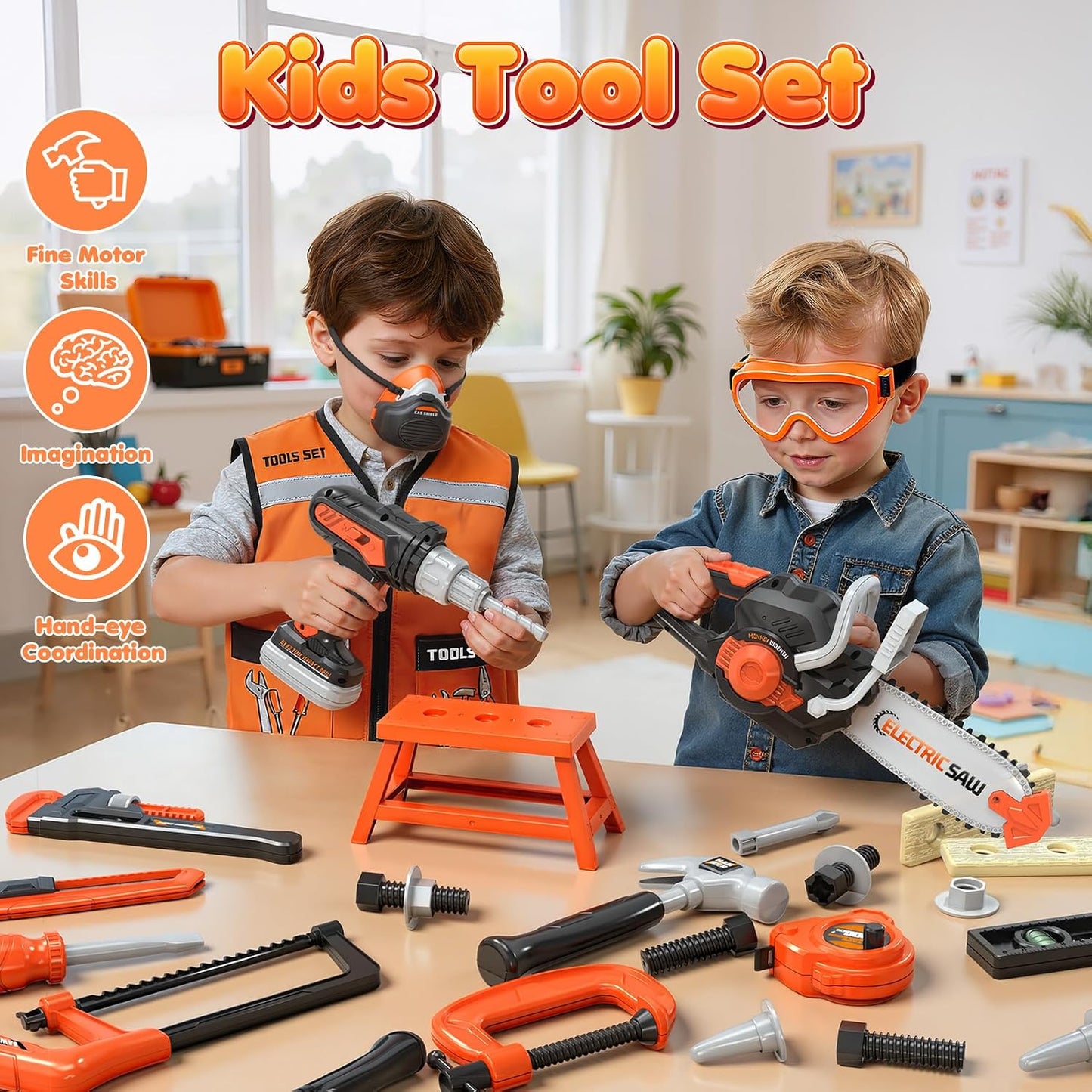 Juego de herramientas para niños, 56 piezas, juego de herramientas...
