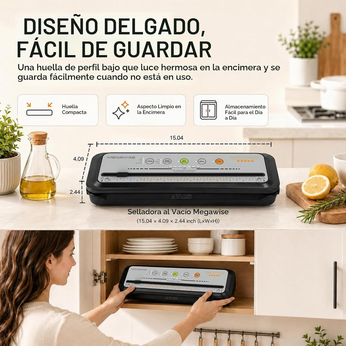 MEGAWISE Potente máquina selladora al vacío 2025 | Diseño compacto...