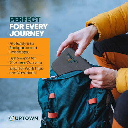 Uptown Paquete de tecnología de carga de viaje de 7 piezas, cargador portátil de 10,000 mAh, adaptador de pared GaN de 45 W, cargador de automóvil de 48 W y 4 cables con organizador de cables, esenciales de viaje para teléfonos, tabletas y computadoras po