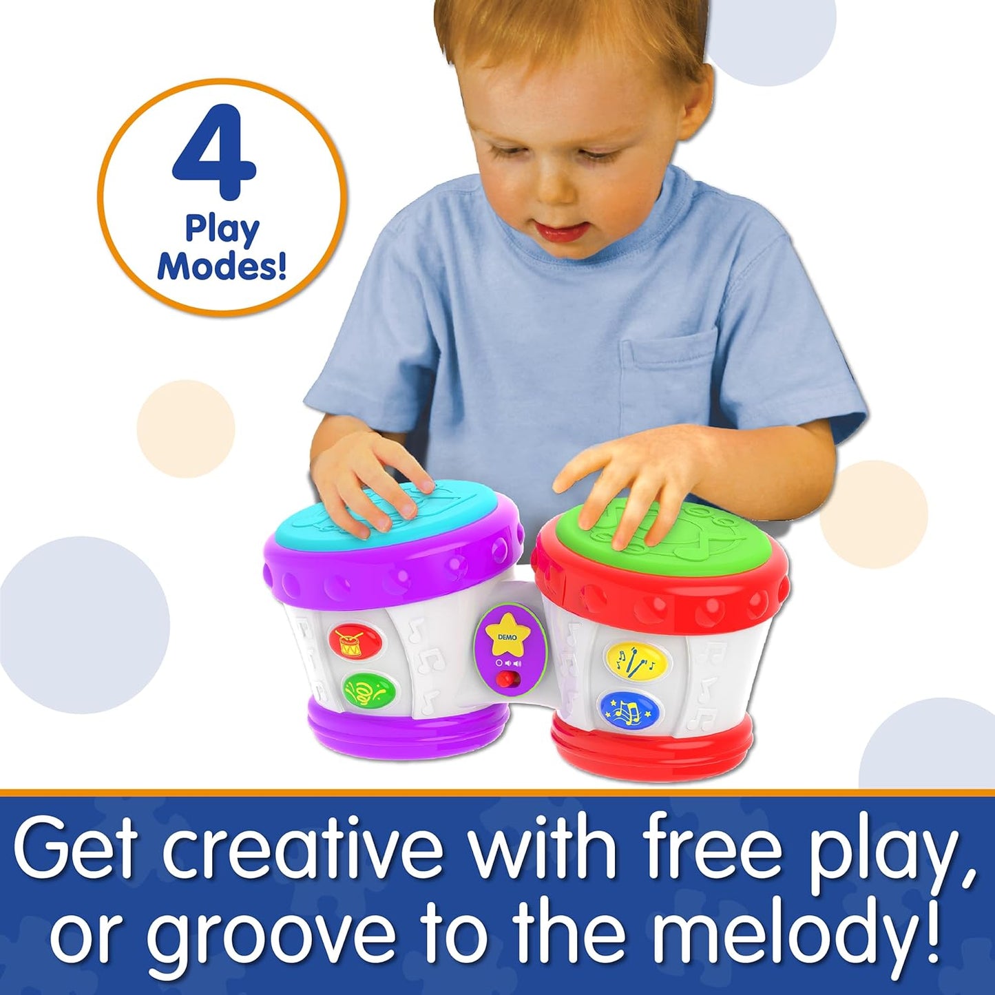 The Learning Journey Aprendizaje temprano - Little Baby Bongo Drums - Juguetes musicales electrónicos para niños y niñas a partir de 12 meses - Juguete de aprendizaje musical galardonado, multicolor
