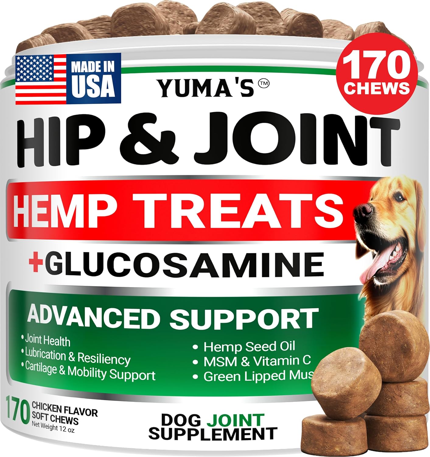 YUMA'S Suplemento de cáñamo para cadera y articulaciones para p...