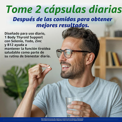 Suplemento con yodo para tiroides, fórmula para metabolismo, energí...