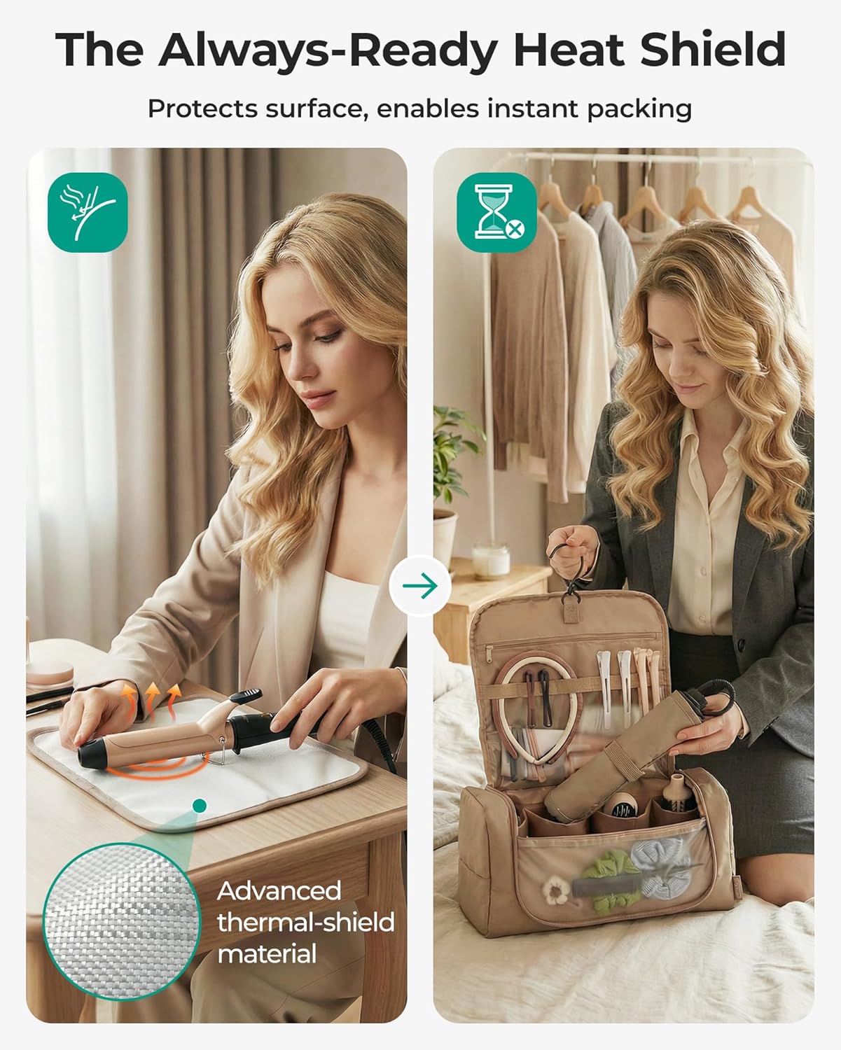 BAGSMART Organizador de herramientas para el cabello, bolsa de viaj...
