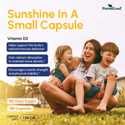 ForestLeaf Vitamina D3 5000 IU | VIT D - VIT D3 Suplementos de Vita...