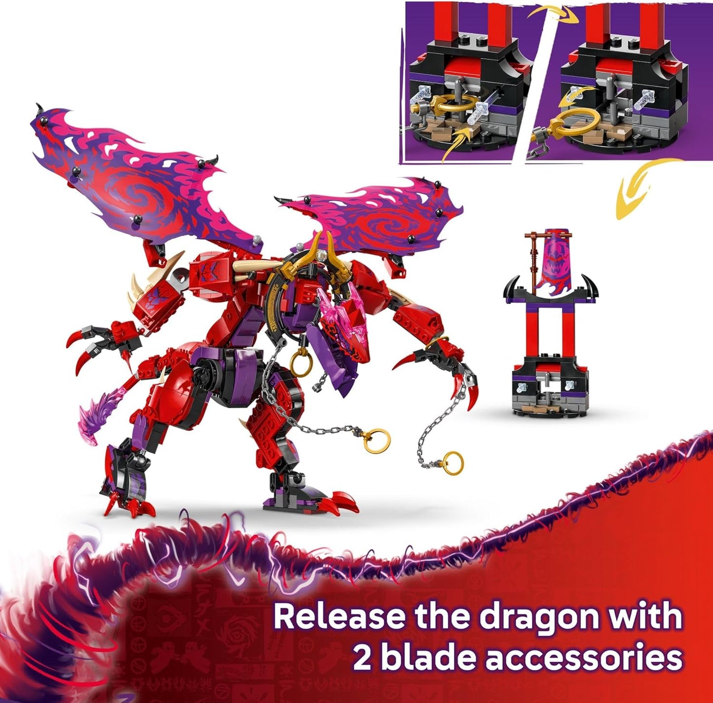 LEGO NINJAGO Thunderfang Dragón del Caos Juguete de construcción para niños a partir de 8 años – Juego de Dragón Rising con 6 minifiguras y figura de dragón articulable – Idea de regalo de cumpleaños