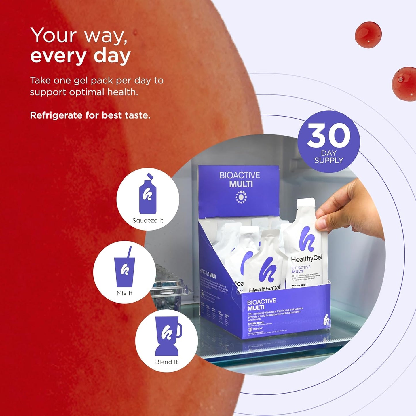 Healthycell Bioactive Multivitamínico Líquido Diario para Hombres y...