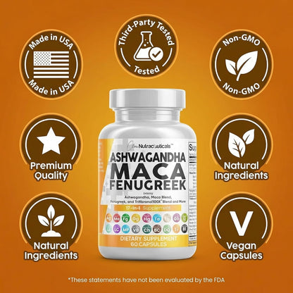 Ashwagandha 5000 mg de raíz de maca 2000 mg de fenogreco 3000 mg Su...