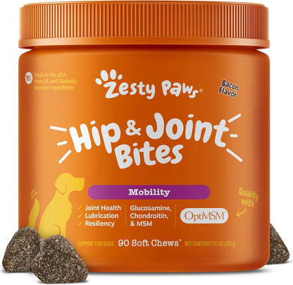 Zesty Paws Mobility Bites Suplemento para articulaciones de perro,...