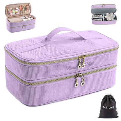 ELCUPA Estuche de viaje para herramientas de cabello de doble capa...