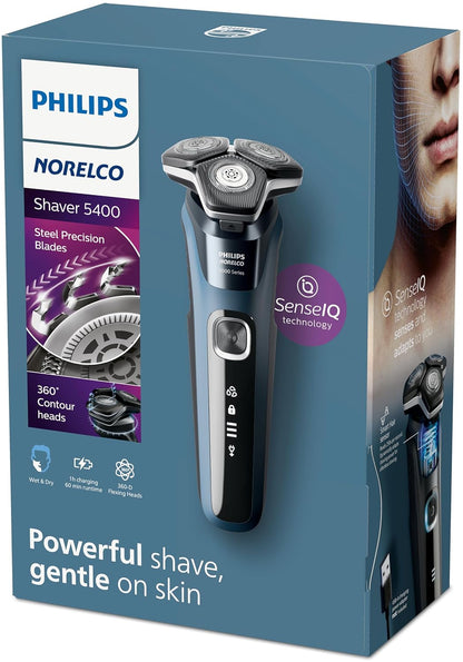 Philips Norelco Shaver 5400, afeitadora recargable en seco y húmedo con recortadora emergente, S5880/81