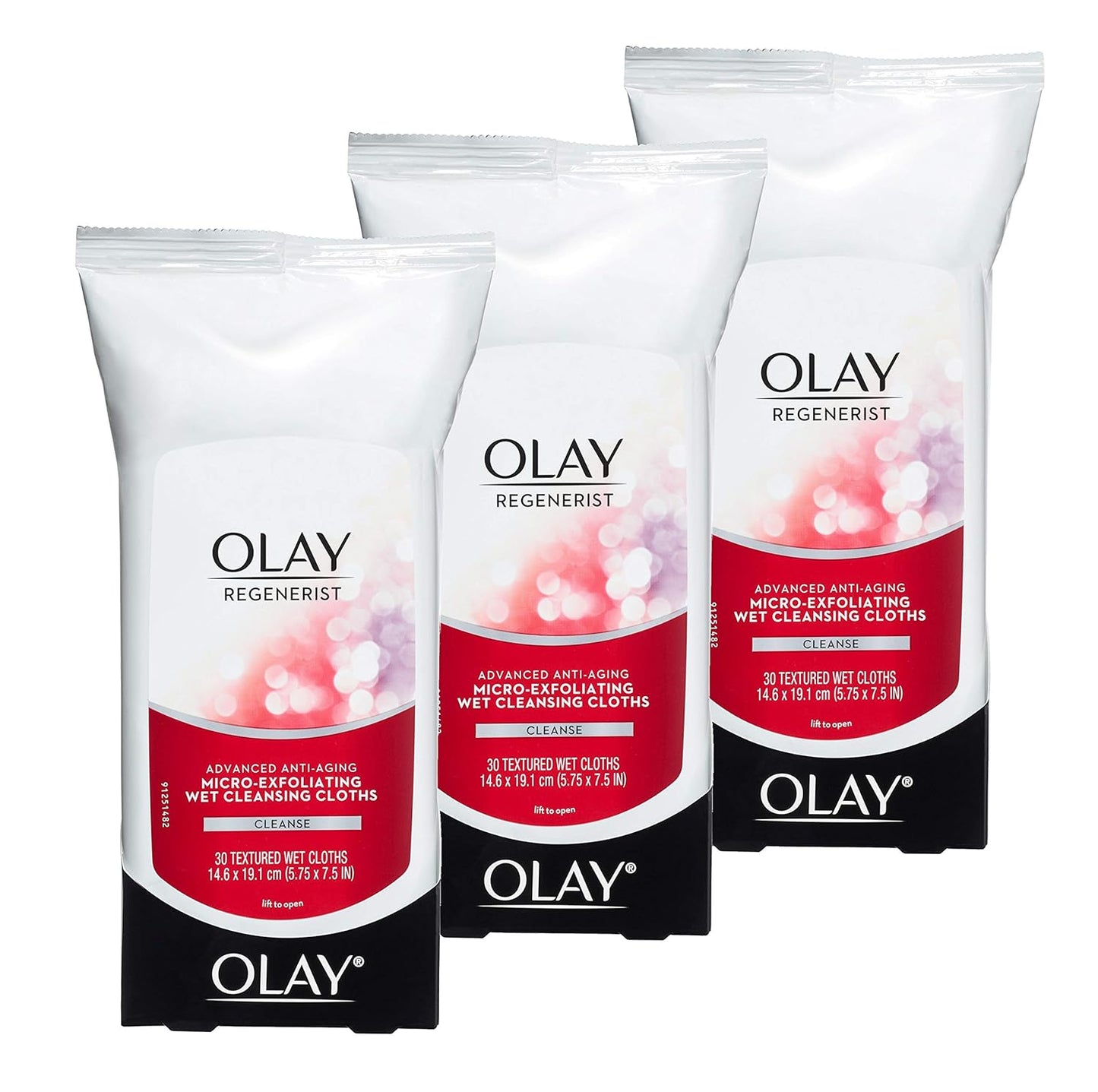 Toallitas de limpieza de maquillaje Olay, paños de limpieza húmeda micro-exfoliantes Regenerist, limpiador facial para mujeres - Exfolia, refresca, suaviza la textura, aprobado para viajes, 30