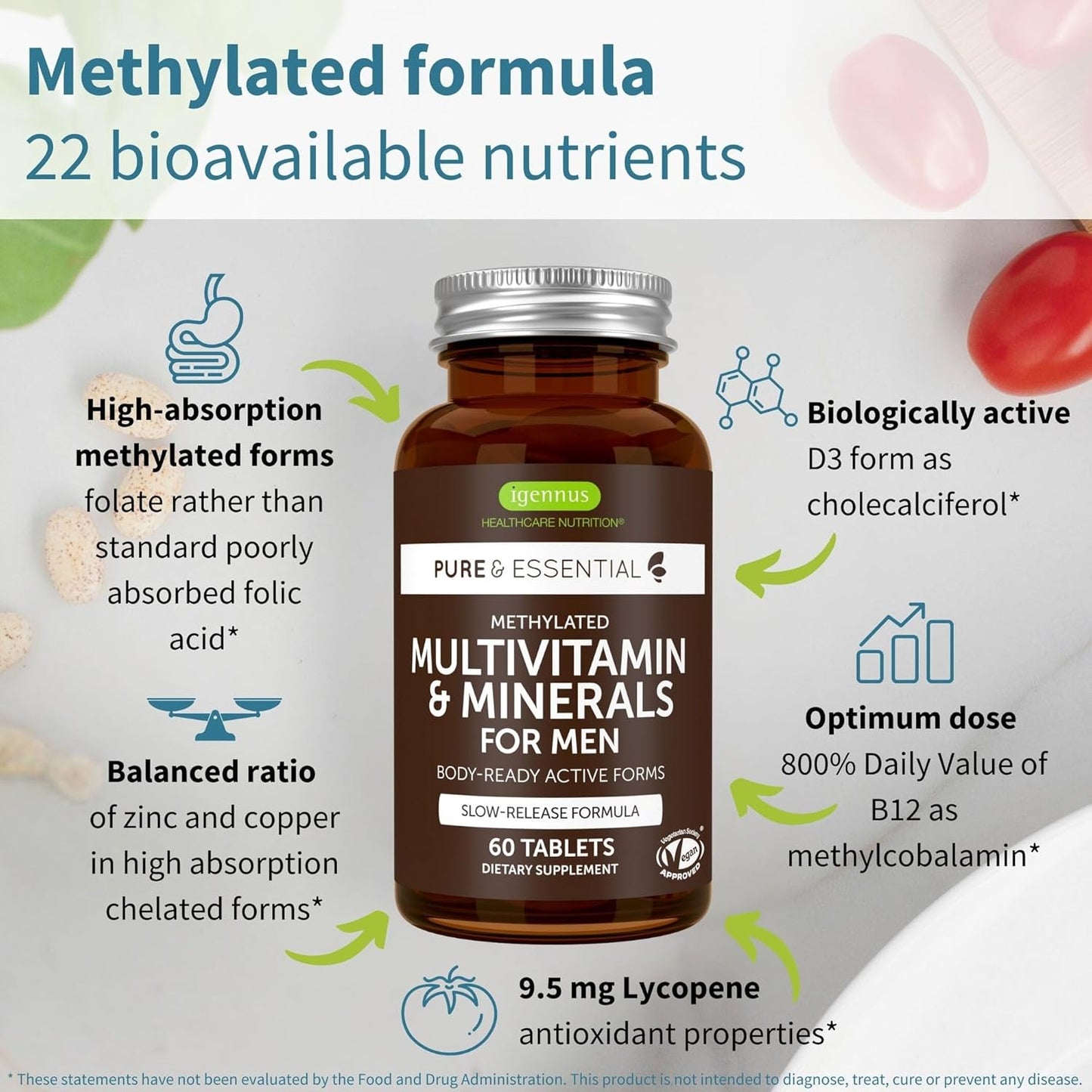 Igennus Multivitamínico metilado para hombres y mujeres, paquete de...