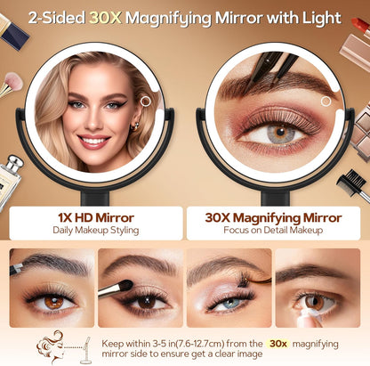 B Beauty Planet Espejo de maquillaje con luces, espejo de aumento i...