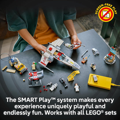 LEGO Star Wars SMART Play: Luke's Red Five X-Wing - Juguete interactivo de construcción todo en uno - Reacciona a cómo te mueves y juegas con un ladrillo inteligente - Regalo para niños, niñas, niños