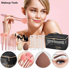 Kit de maquillaje todo en uno para mujer, kit completo de maquillaje, juego de regalo de maquillaje para mujer, paquete esencial de maquillaje incluye base, imprimación facial, paleta de sombras de