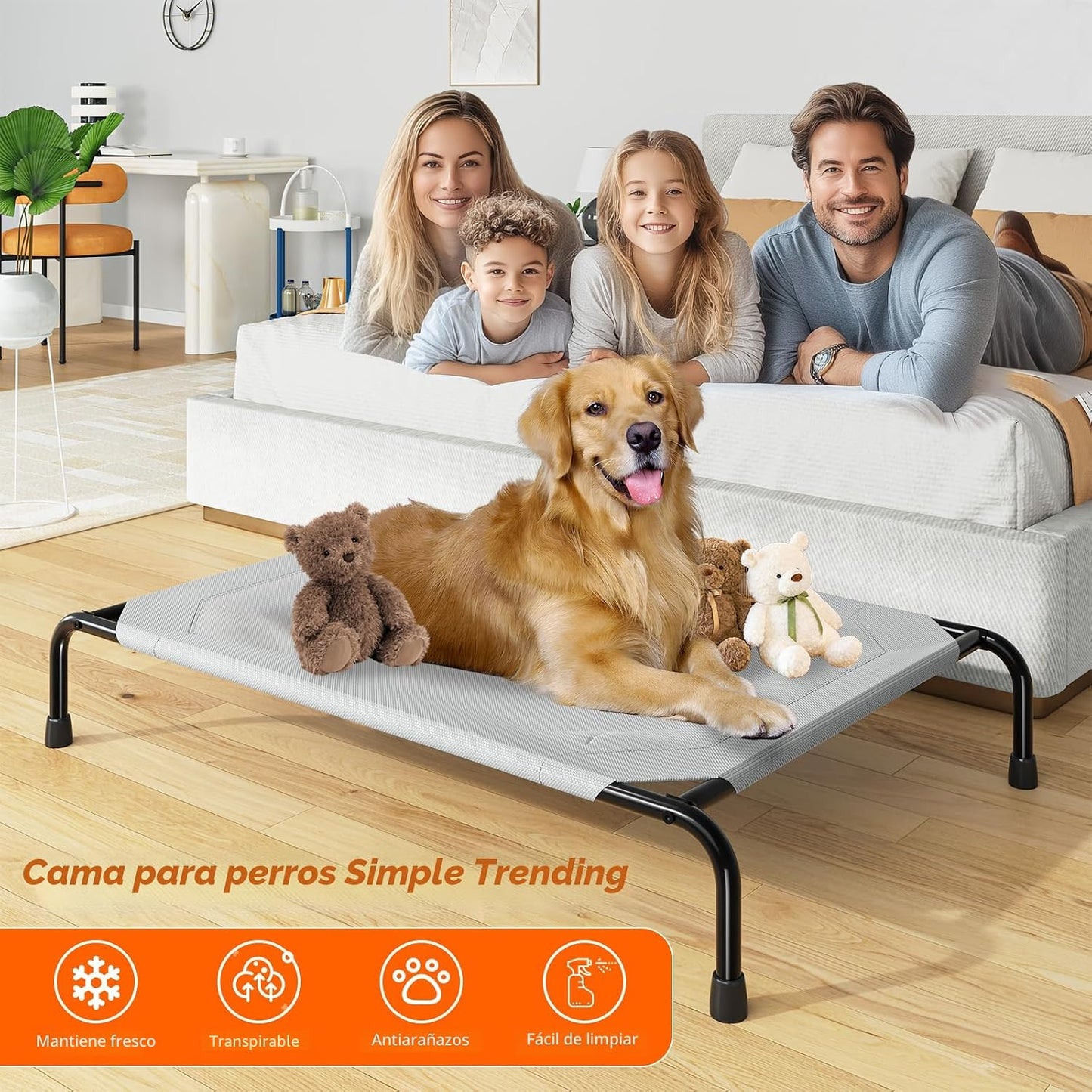 Simple Trending Cama elevada para perros grandes, catre para perros...