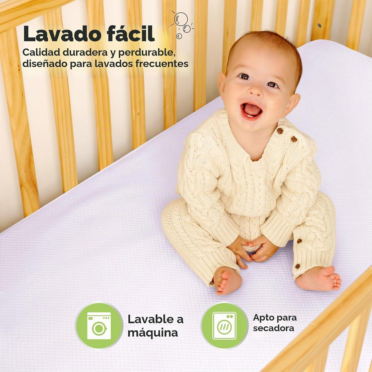 Paquete de 2 fundas protectoras de colchón impermeables para cuna,...