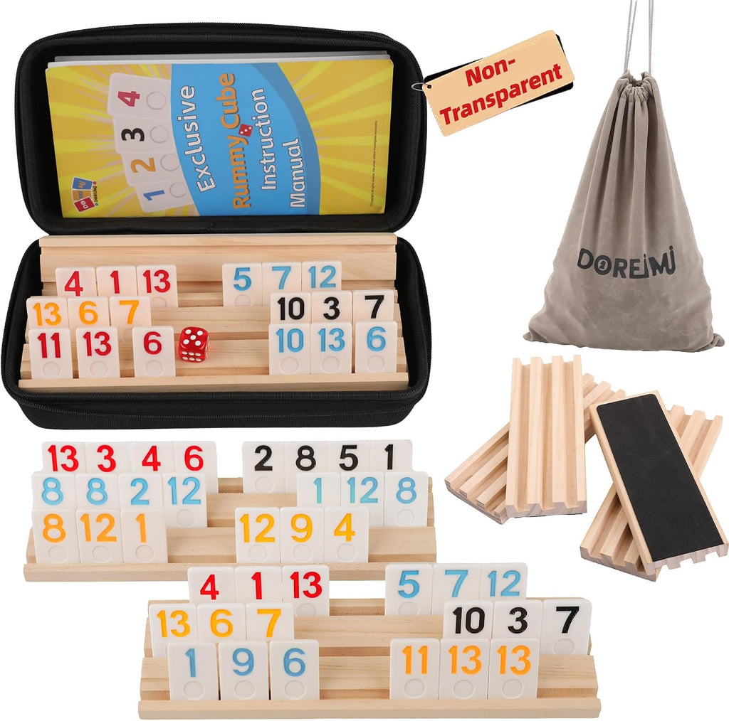 Doreimi Rummy Cube - Juego de viaje para 4 jugadores, 108 azulejos...