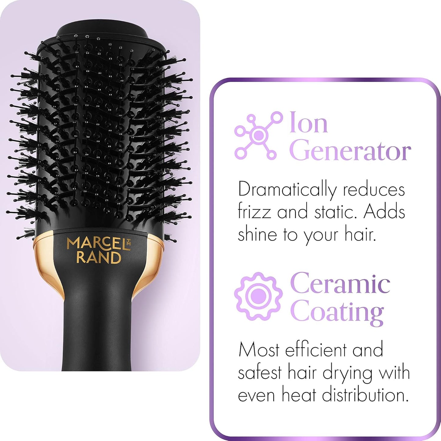 Cepillo secador de pelo ovalado 2 en 1 profesional para mujer, 2.95 pulgadas con estuche rígido de viaje y caja de regalo premium, negro y dorado