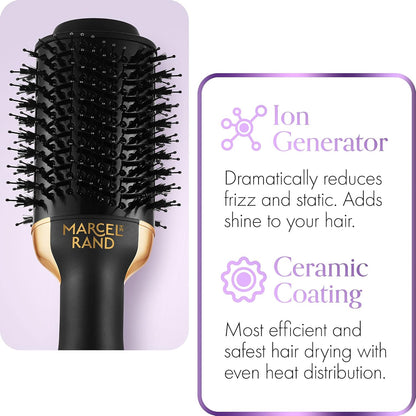 Cepillo secador de pelo ovalado 2 en 1 profesional para mujer, 2.95 pulgadas con estuche rígido de viaje y caja de regalo premium, negro y dorado
