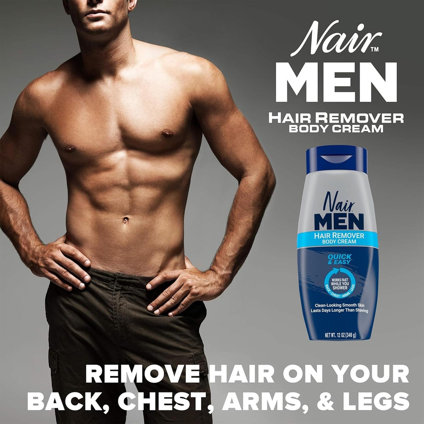 Nair Crema corporal depilatoria para hombres, 12 onzas (paquete de 2)