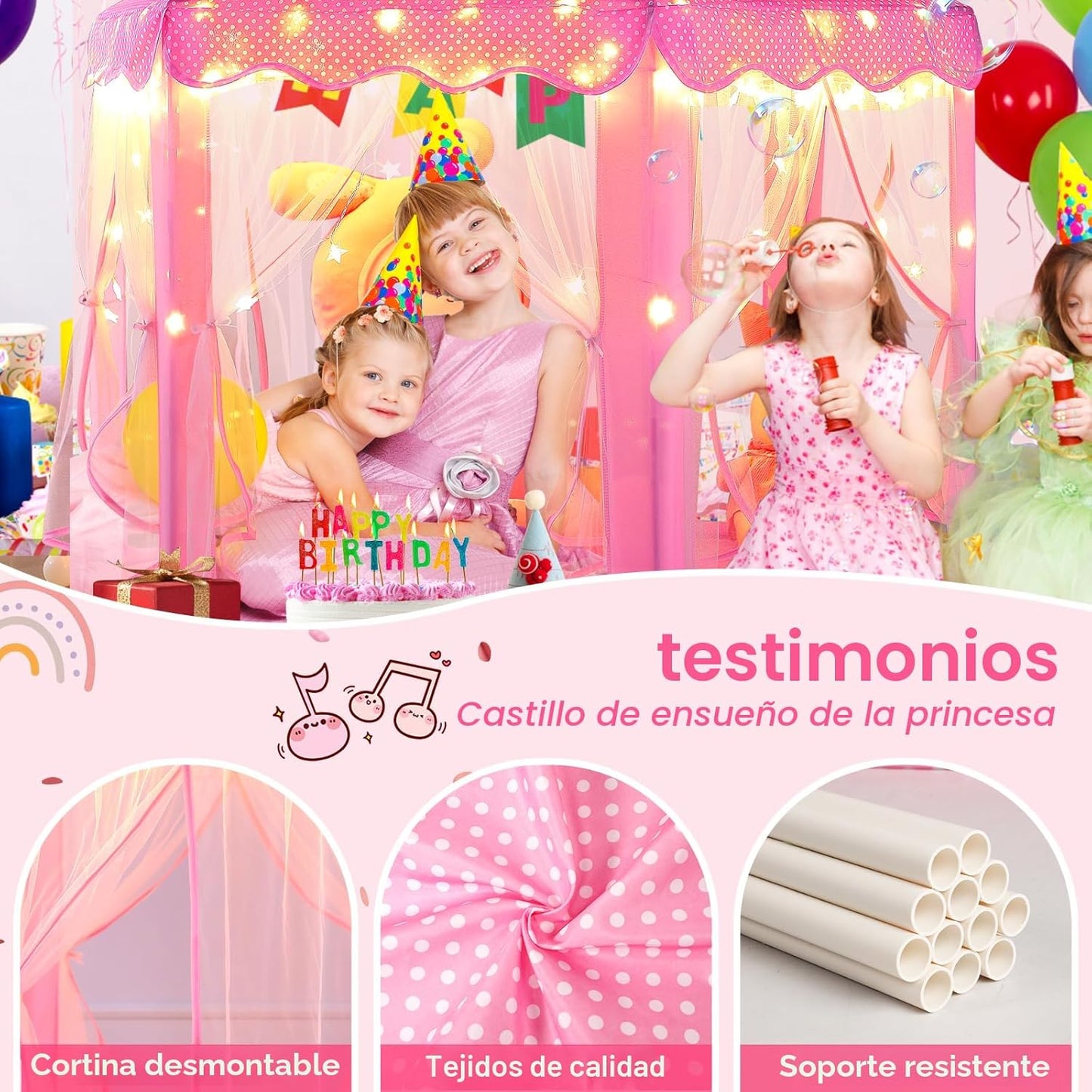 Monobeach Tienda de campaña de princesa para niñas, casa de juegos...
