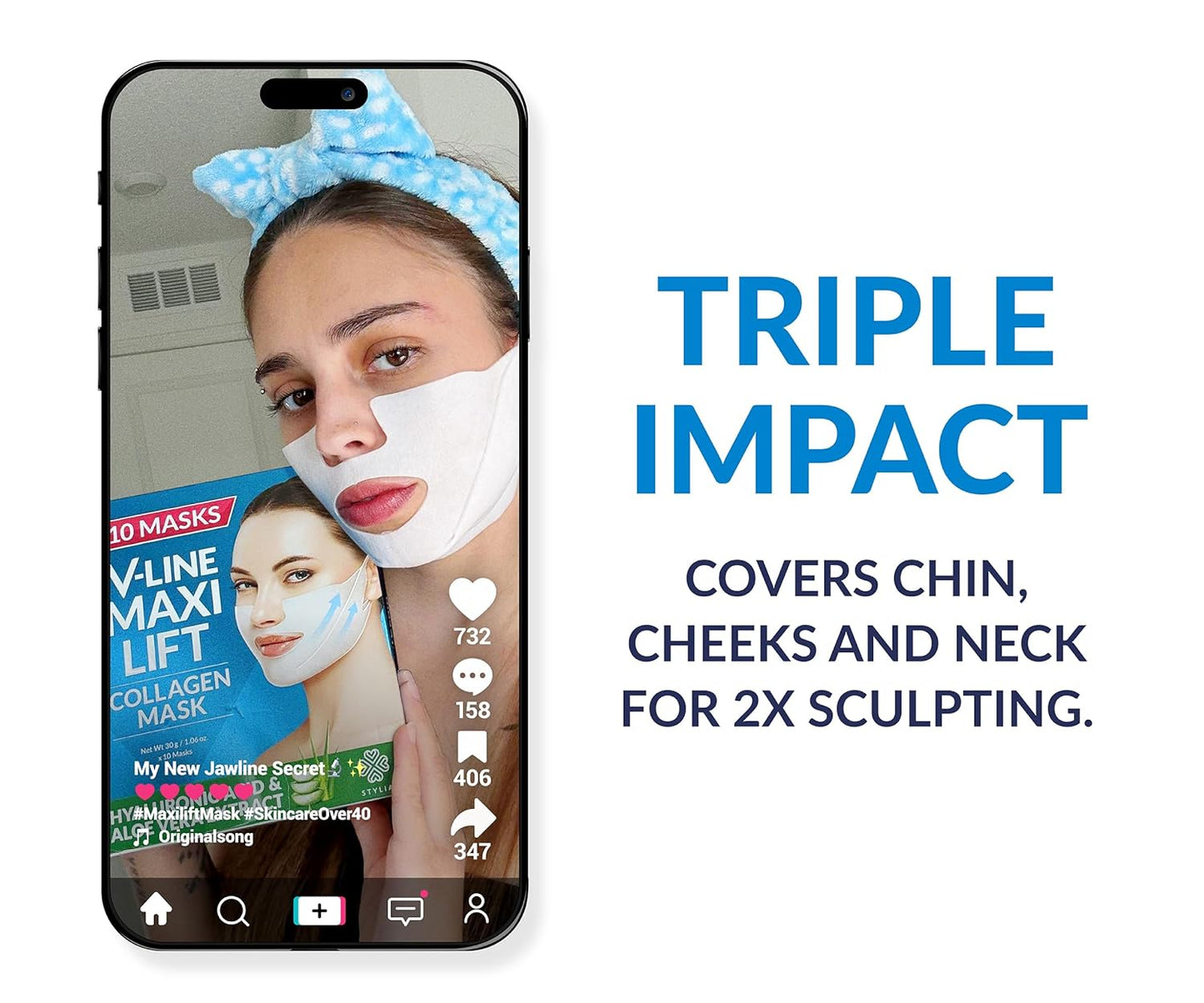 Stylia MaxiLift V-Line - Máscara facial de colágeno con elevación \...