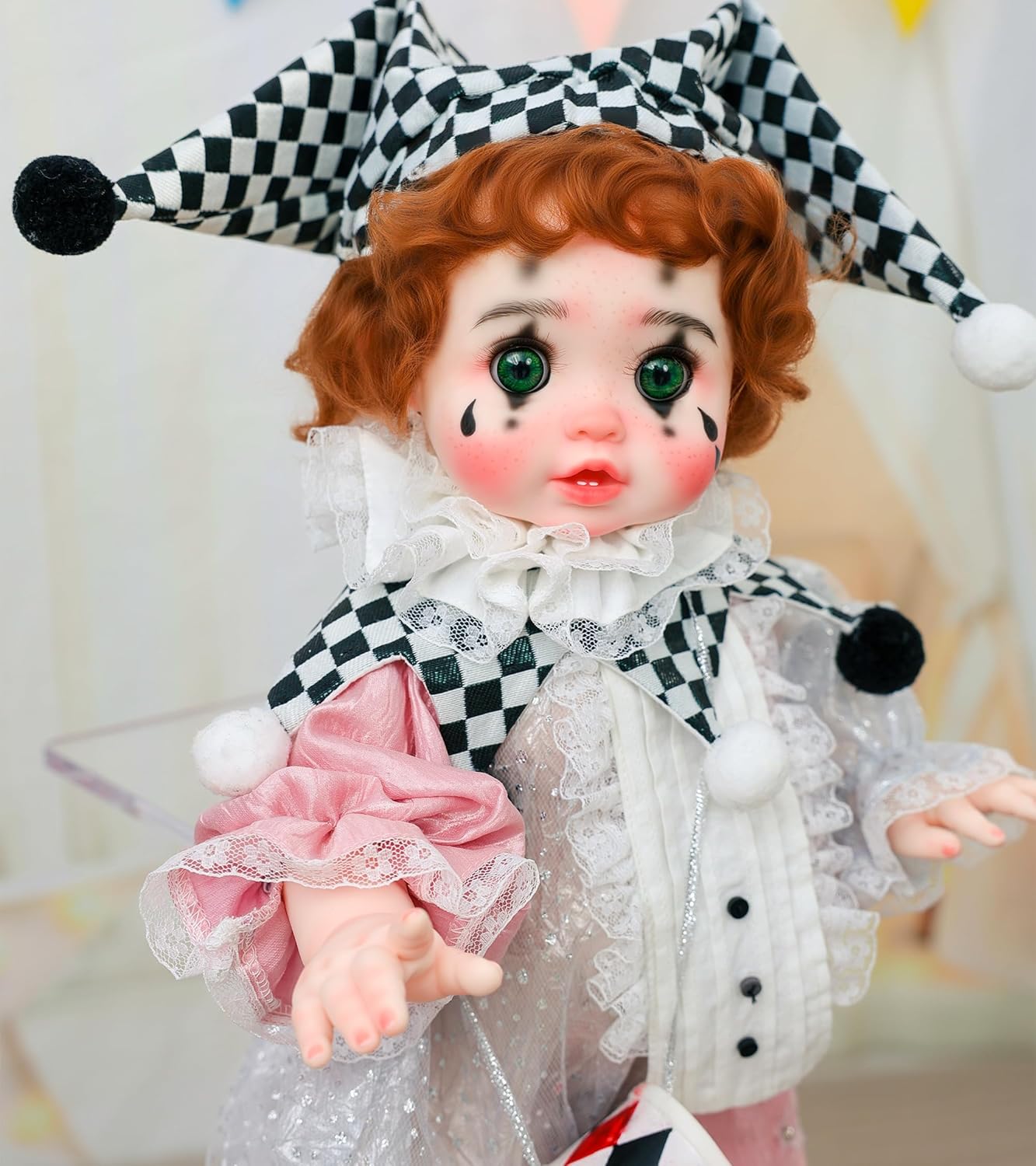 Cloveray Harlequin - Muñecas Reborn de niña pequeña payaso Arlequín...