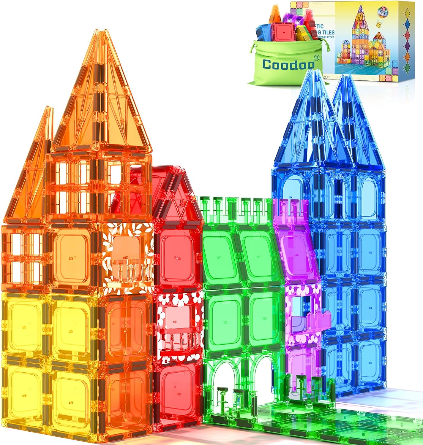 Coodoo 60 PIEZAS Bloques Magnéticos de Construcción para Niños Jugu...