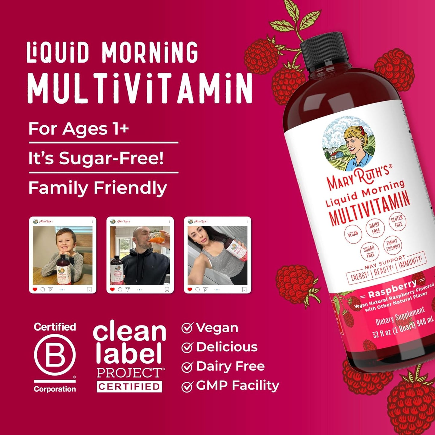 Multivitamínico para mujeres, hombres y niños, vitaminas líquidas d...