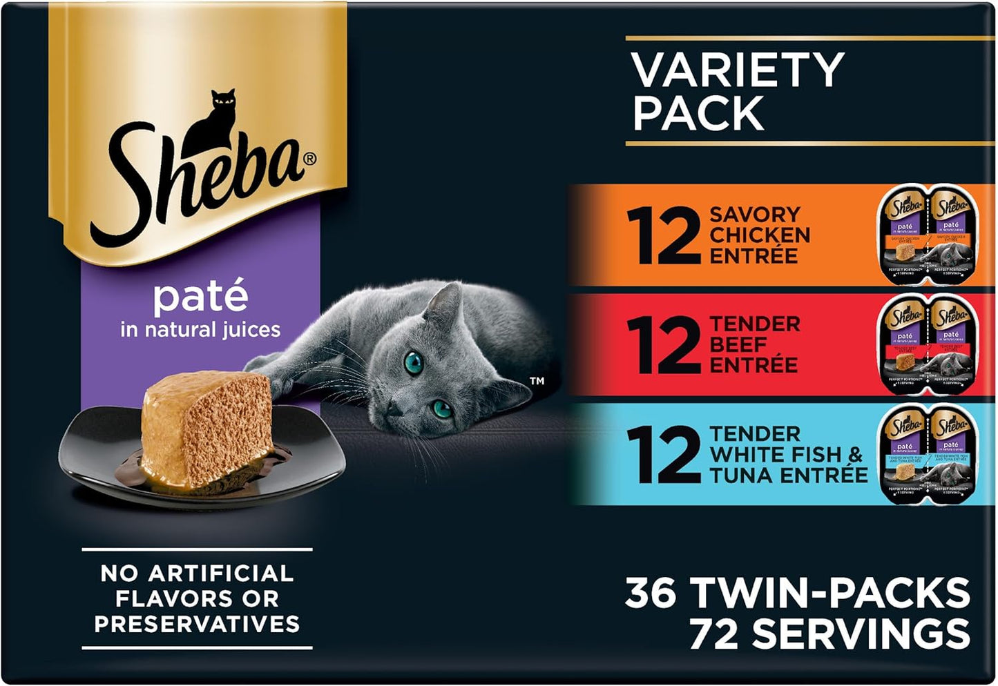 SHEBA - Bandejas de porciones perfectas de comida húmeda para gatos...