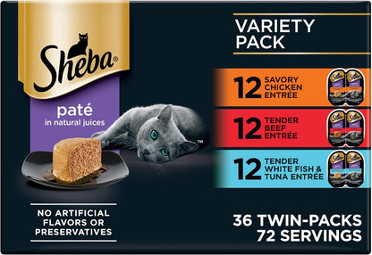 SHEBA - Bandejas de porciones perfectas de comida húmeda para gatos...