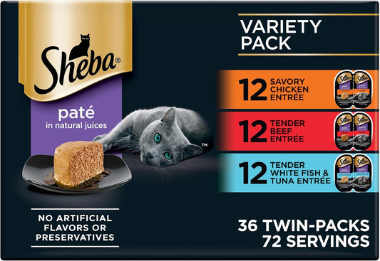 SHEBA - Bandejas de porciones perfectas de comida húmeda para gatos...
