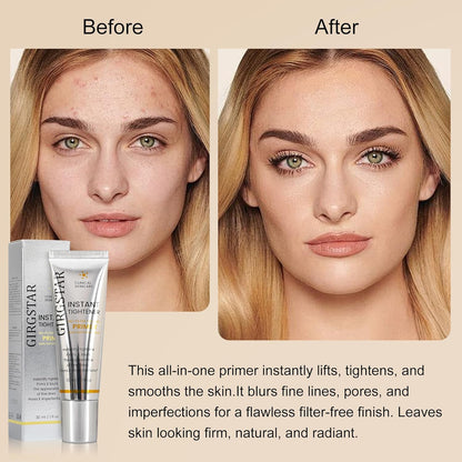 Imprimación instantánea borrosa y reafirmante para la cara antes del maquillaje, tensador de perfección, suaviza visiblemente el aspecto de líneas finas, arrugas y poros - Asegura el