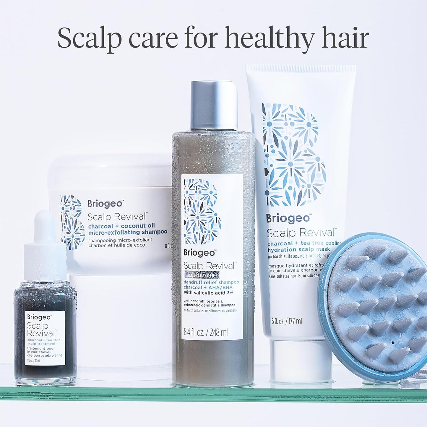 Briogeo Scalp Revival - Tratamiento para el cuero cabelludo con carbón y árbol de té, suero sin enjuague para cuero cabelludo seco, escamoso o con picazón, hidratante y equilibrante, vegano y libre de crueldad, 1 onza